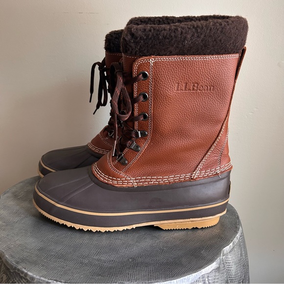 L.L. Bean Shoes Ll Bean Mens Snow Boots With Maple Tumbled Leather In Size Medium D Poshmark